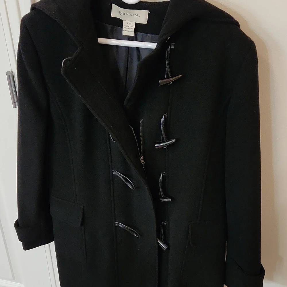 Jones New York, size Large, Black wool hooded coat - Picture 5 of 10